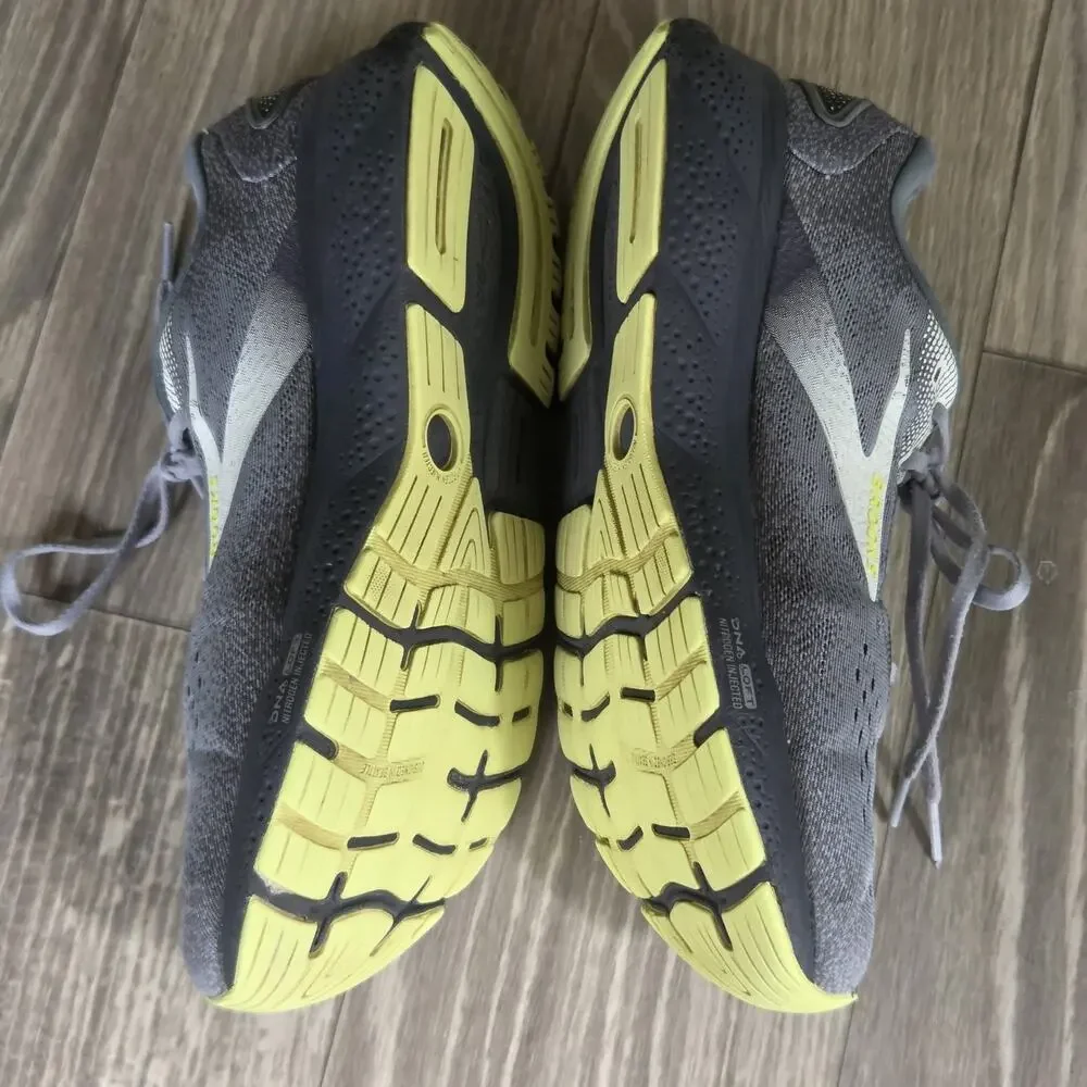 B4 Brooks Men’s 10 D Ghost 16 Primer/Grey/Lime Sneakers 1104184E040